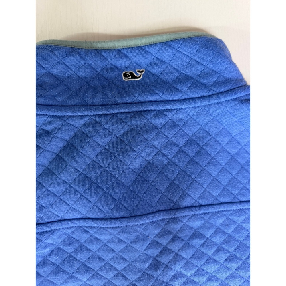 Women's Vineyard Vines Quilted Pullover Shirt Blue Pink Snap Mock Neck Size XL - Picture 6 of 9
